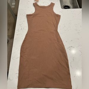 Brown body con short dress